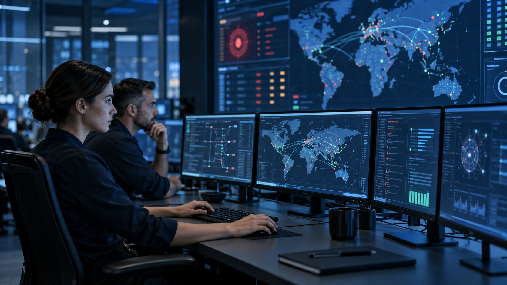 Analystes surveillant les operations de securite
