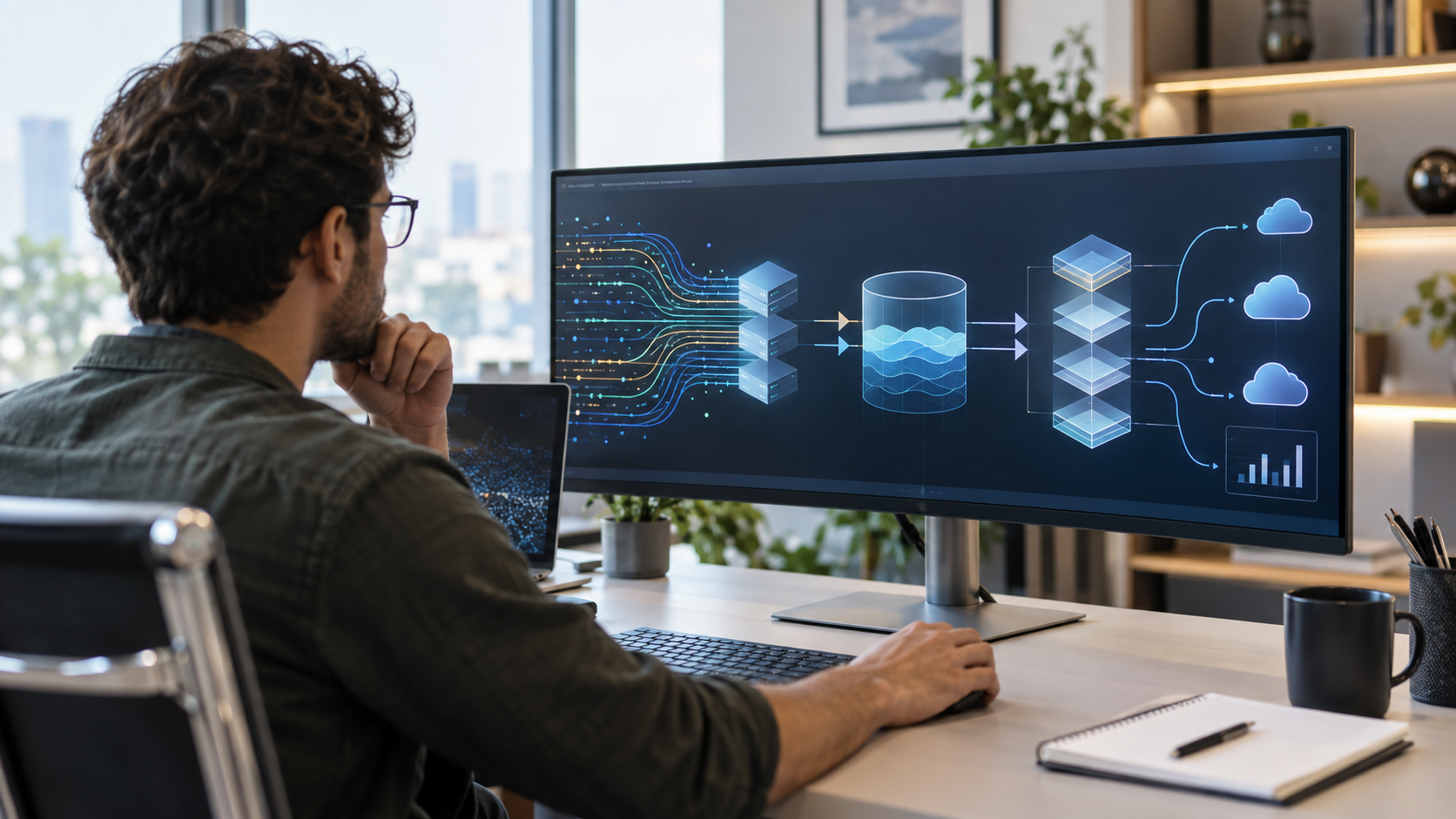 Ingenieur travaillant sur une plateforme data