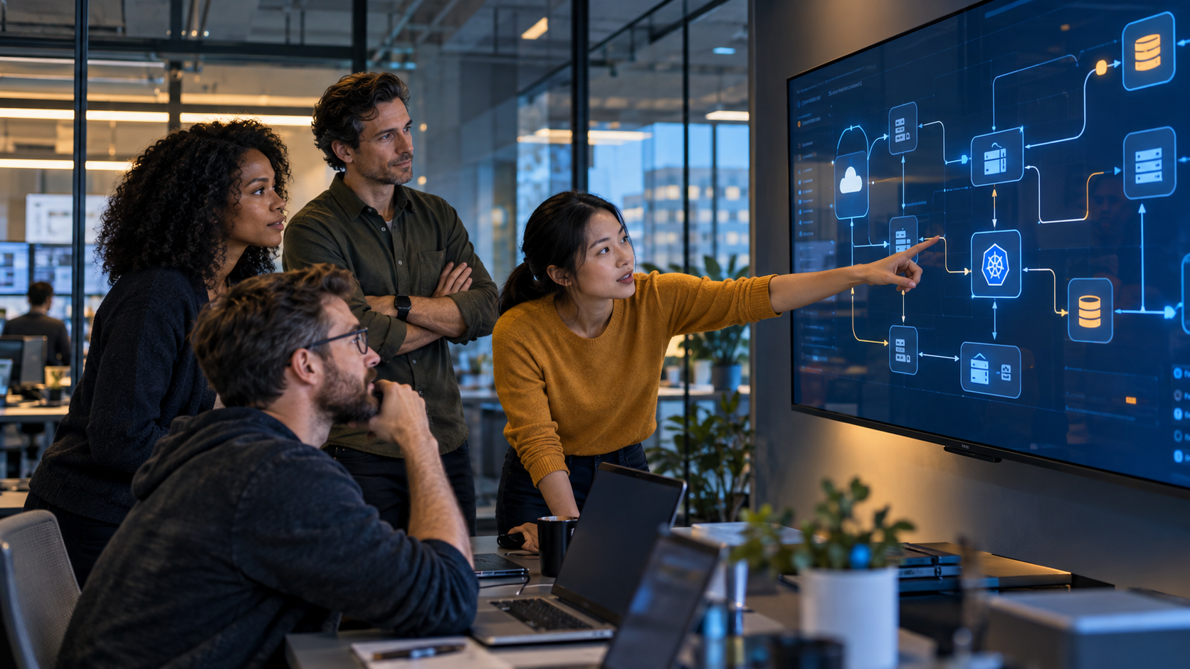 Equipe DevOps reunie autour d un flux de livraison